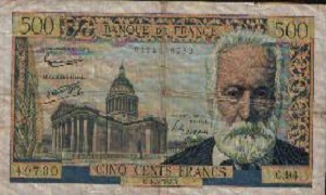 Tableau Déco Sur Toile – Reproduction Billet De 500 Francs – Format 50x70 Cm – Neuf Sous Rouleau